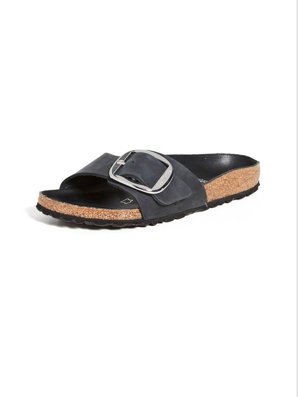 Birkenstock Madrid Big Buckle Sandal in black oiled leather